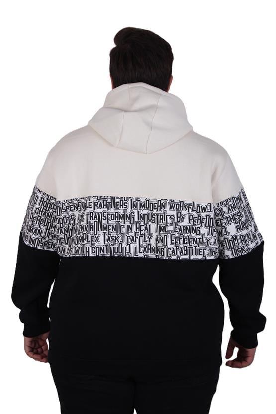 Starbattal Büyük Beden Kapüşonlu 3ip Sweat Transforming 25713 BEJ