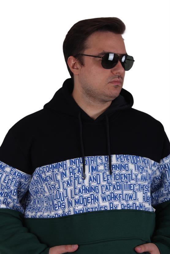 Starbattal Büyük Beden Kapüşonlu 3ip Sweat Transforming 25713 LACIVERT