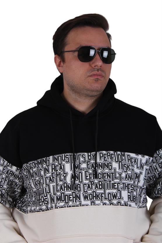 Starbattal Büyük Beden Kapüşonlu 3ip Sweat Transforming 25713 SIYAH