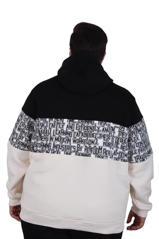 Starbattal Büyük Beden Kapüşonlu 3ip Sweat Transforming 25713 SIYAH