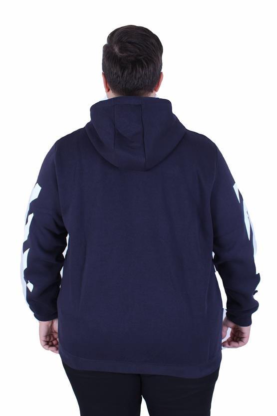 Starbattal Büyük Beden Kapüşonlu Fermuarlı 3ip Sweat MG 25718 LACIVERT