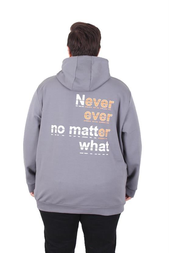 Starbattal Büyük Beden Kapüşonlu Sweat Double Face Never 25706 FUME