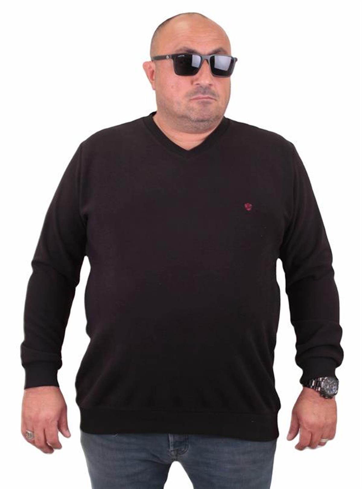 Starbattal Büyük Beden Selanik V Yaka Classic Sweat 23201 SIYAH