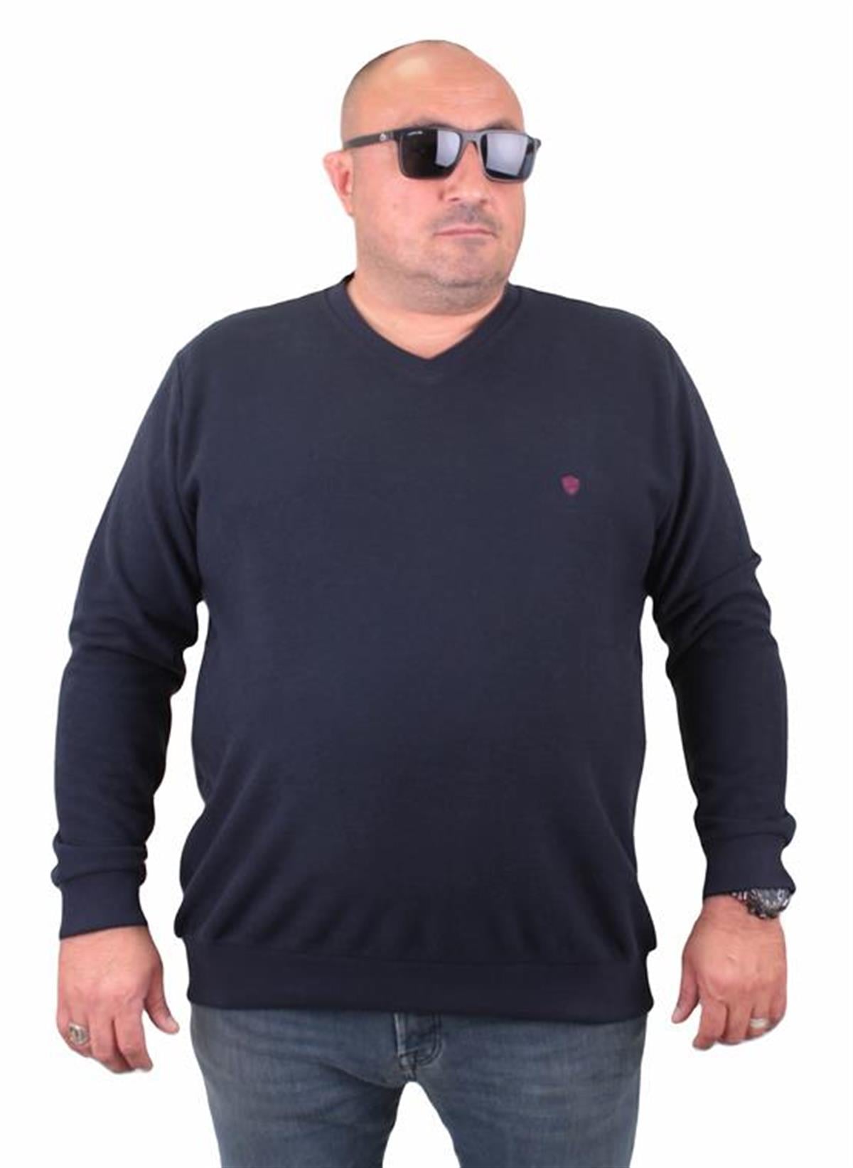 Starbattal Büyük Beden Selanik V Yaka Classic Sweat 23201 LACIVERT