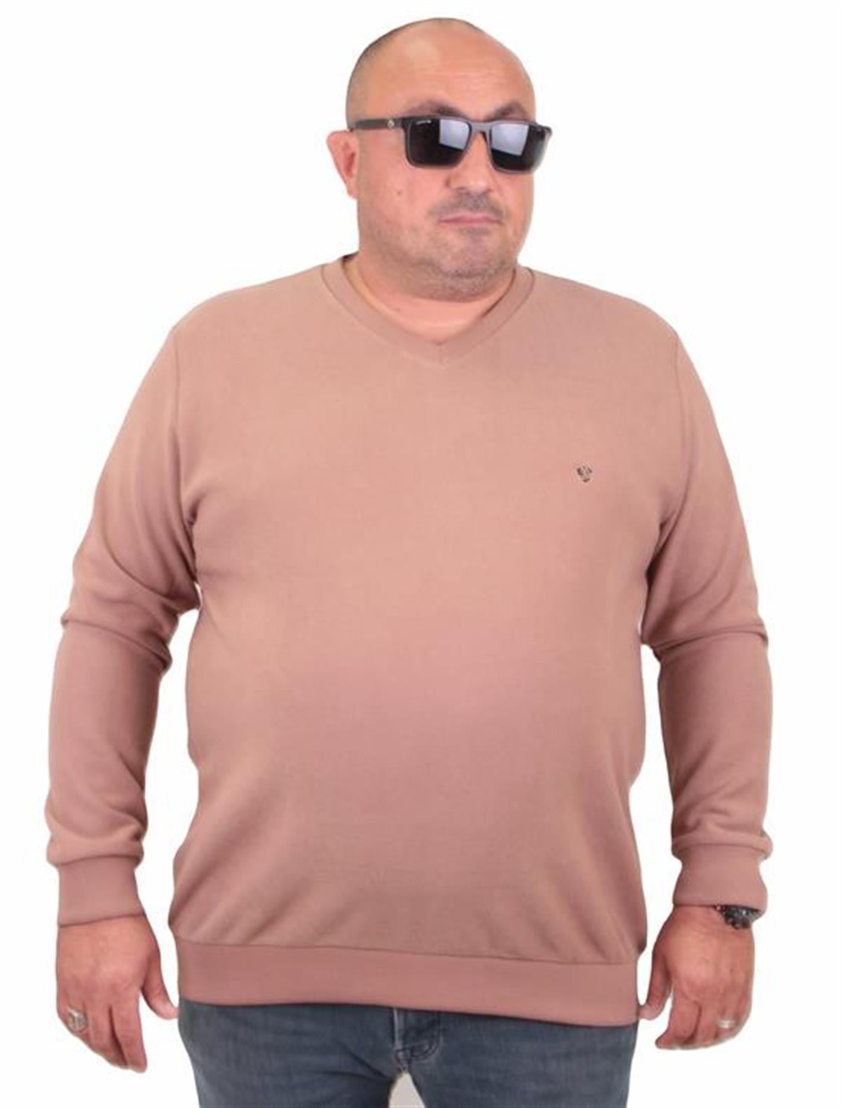 Starbattal Büyük Beden Selanik V Yaka Classic Sweat 23201 S.KAHVE