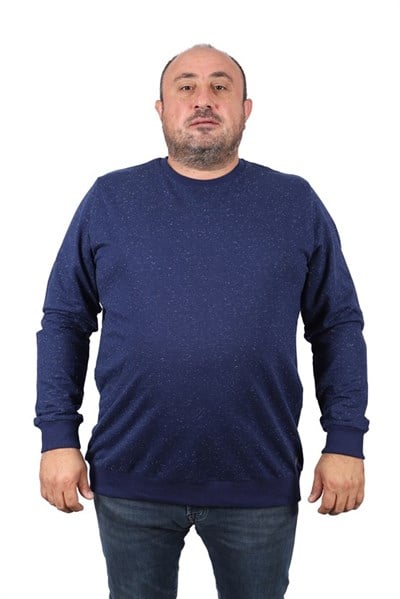 Starbattal Büyük Beden Sweatshirt Bisiklet Yaka Deri Arma 22703-2127