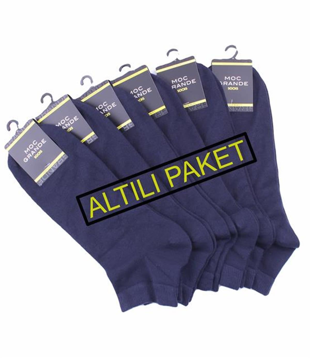 Starbattal Erkek Büyük Beden Bambu Dikişsiz Altılı Paket Patik Çorap 11903 LACIVERT