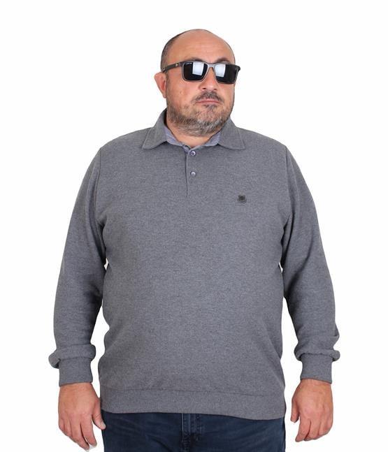 Starbattal Erkek Büyük Beden Polo Yaka Sweat Orjinal 24409 ANTRASİT MELANJ