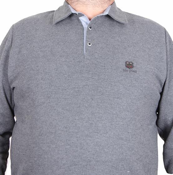 Starbattal Erkek Büyük Beden Polo Yaka Sweat Moc Grande 24410 ANTRASİT MELANJ