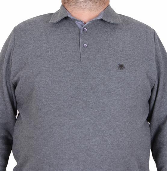 Starbattal Erkek Büyük Beden Polo Yaka Sweat Orjinal 24409 ANTRASİT MELANJ