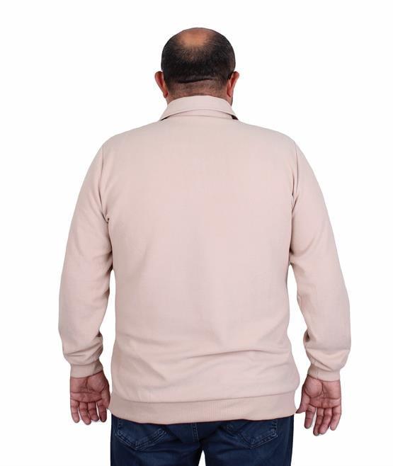 Starbattal Erkek Büyük Beden Polo Yaka Sweat Moc Grande 24410 BEJ