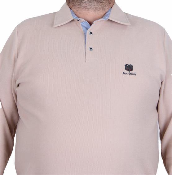 Starbattal Erkek Büyük Beden Polo Yaka Sweat Moc Grande 24410 BEJ