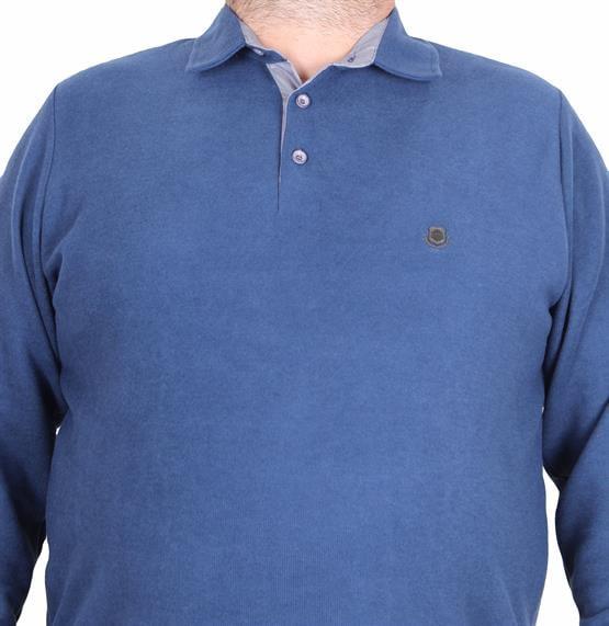 Starbattal Erkek Büyük Beden Polo Yaka Sweat Orjinal 24409 Marin