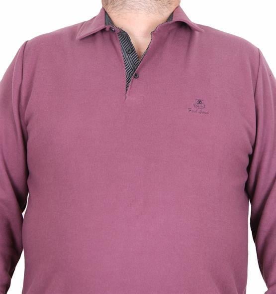 Starbattal Erkek Büyük Beden Polo Yaka Sweat Feel Good 24408 Eflatun
