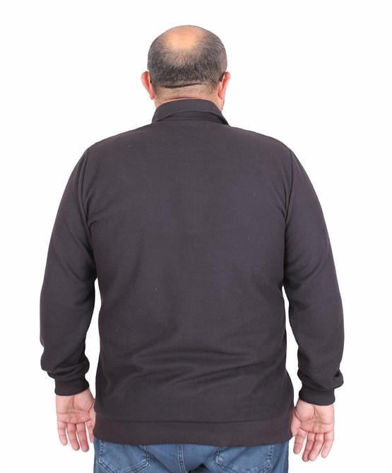 Starbattal Erkek Büyük Beden Polo Yaka Sweat Moc Grande 24410 SIYAH