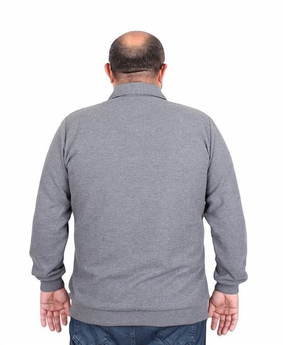 Starbattal Erkek Büyük Beden Polo Yaka Sweat Moc Grande 24410 ANTRASİT MELANJ