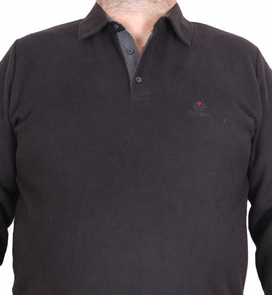 Starbattal Erkek Büyük Beden Polo Yaka Sweat Feel Good 24408 SIYAH