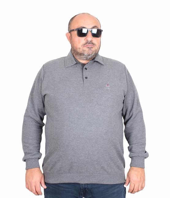 Starbattal Erkek Büyük Beden Polo Yaka Sweat Feel Good 24408 ANTRASİT MELANJ