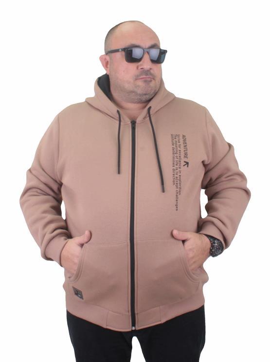 Starbattal Fermuarlı Kapuşonlu Büyük Beden Sweat Adventure 23220 S.KAHVE