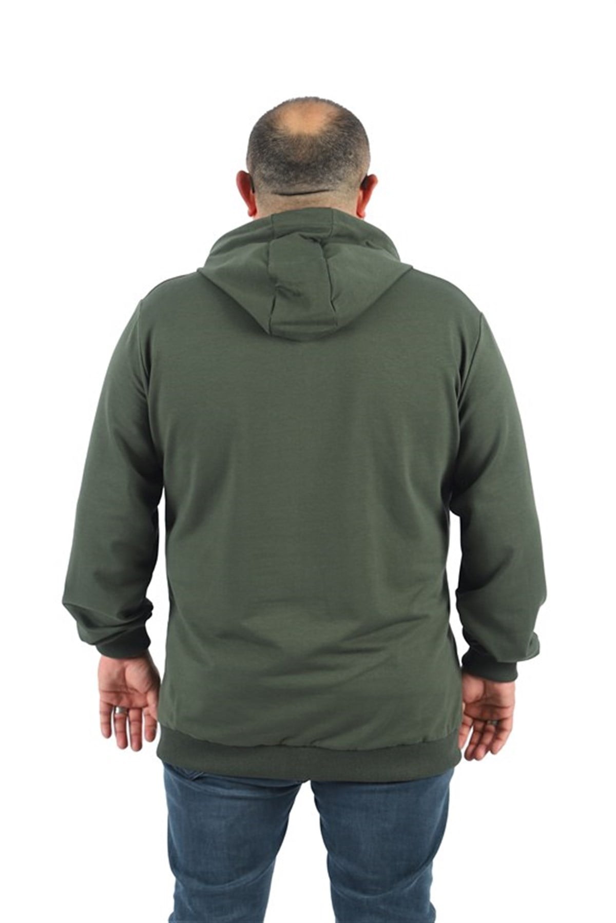 Starbattal Büyük Beden Basic Mevsimlik Fermuarlı Kapüşonlu Sweat 22751 HAKI