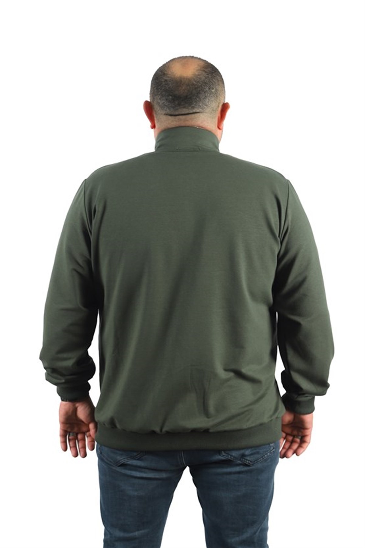Starbattal Büyük Beden Basic Mevsimlik Fermuarlı Sweatshirt 22750 HAKI