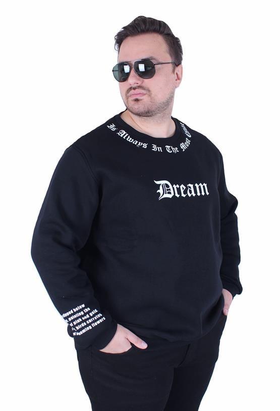 Starbattal Büyük Beden Bisiklet Yaka 3ip Sweat Dream 25715 SIYAH