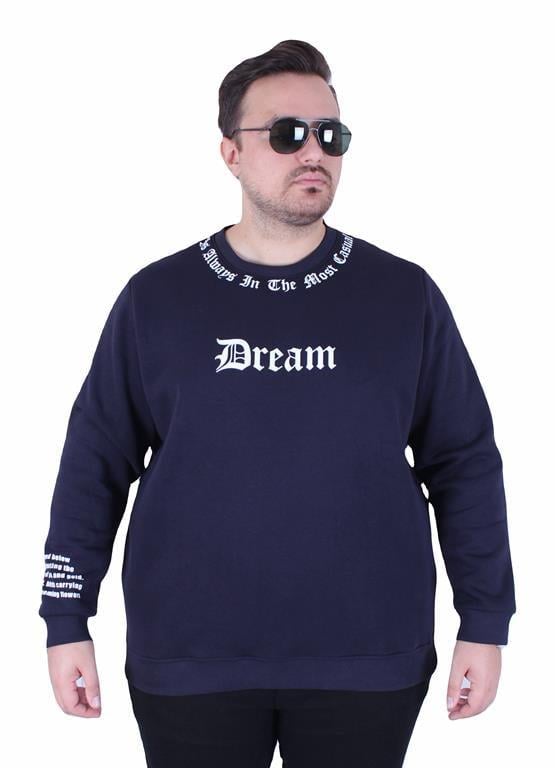 Starbattal Büyük Beden Bisiklet Yaka 3ip Sweat Dream 25715 LACIVERT