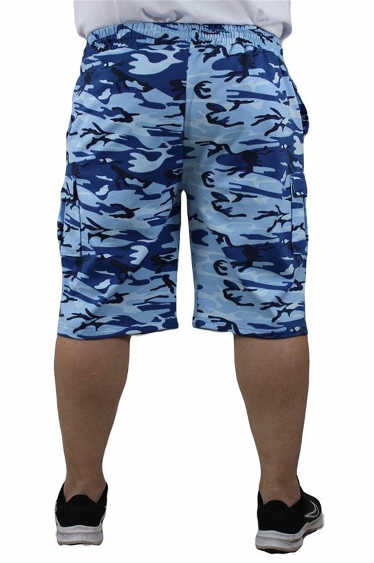 Starbattal Büyük Beden Commando Camouflage Erkek Penye Şort 23606 Marin