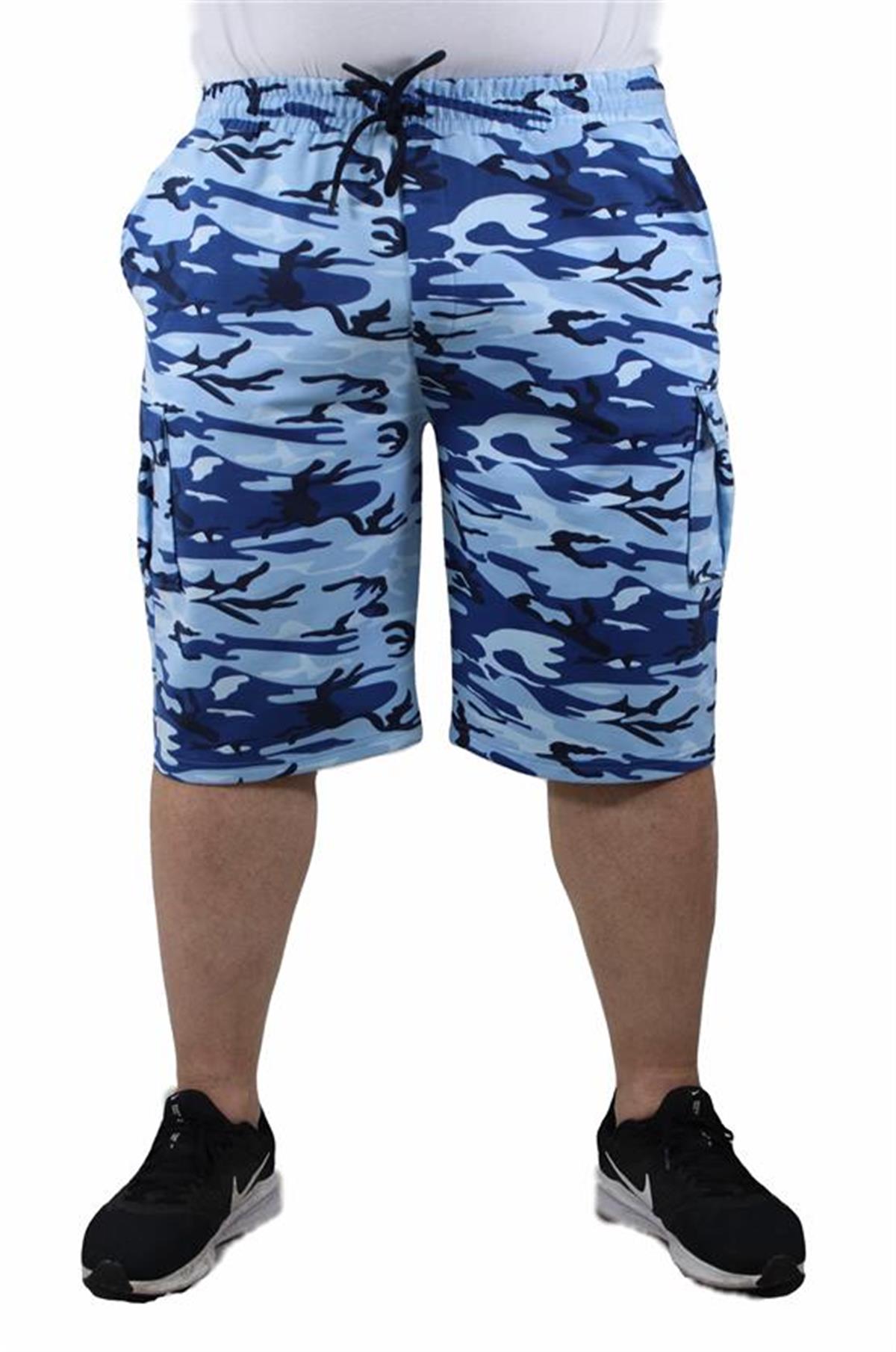 Starbattal Büyük Beden Commando Camouflage Erkek Penye Şort 23606 Marin