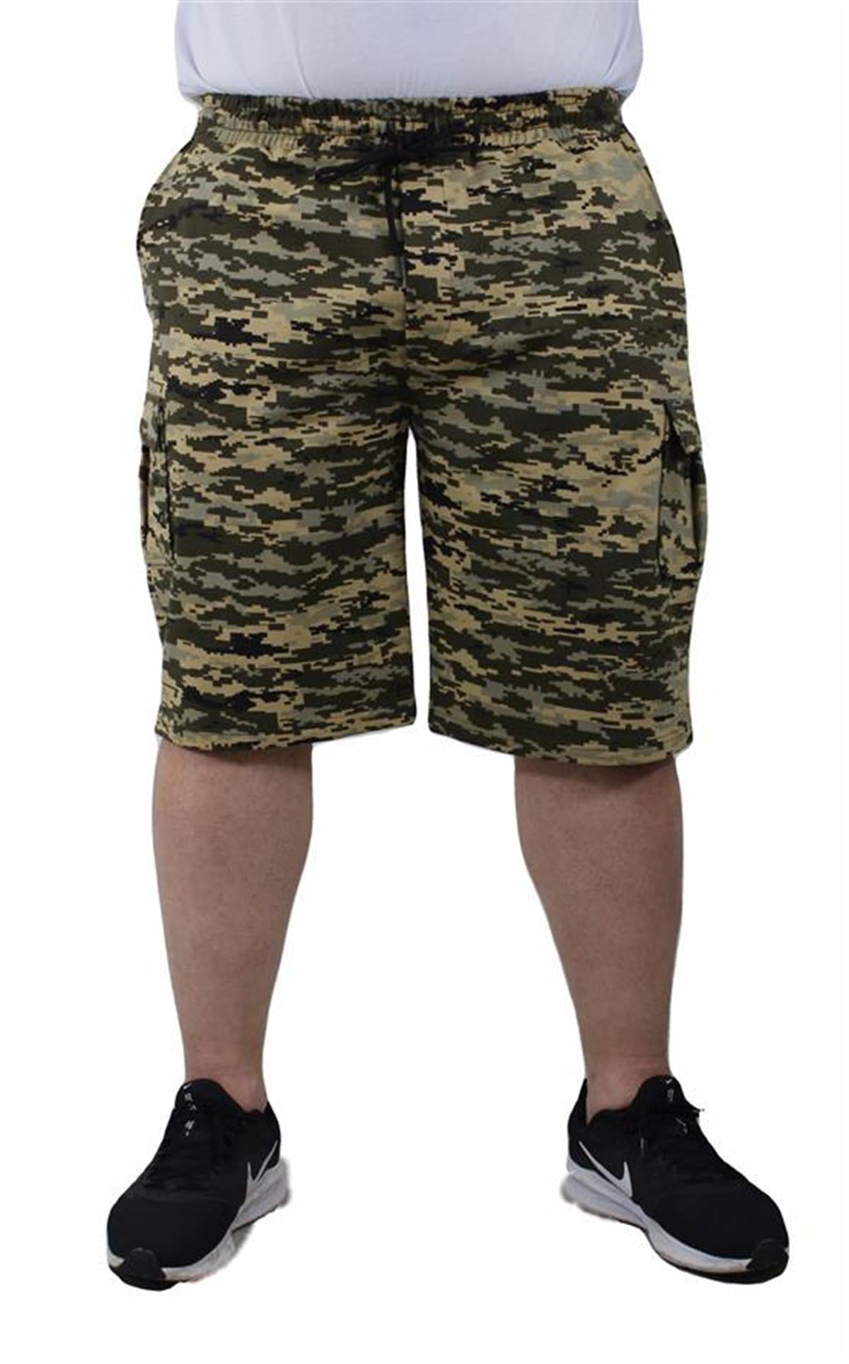 Starbattal Büyük Beden Commando Camouflage Erkek Penye Şort 23606 Askeri Yeşil