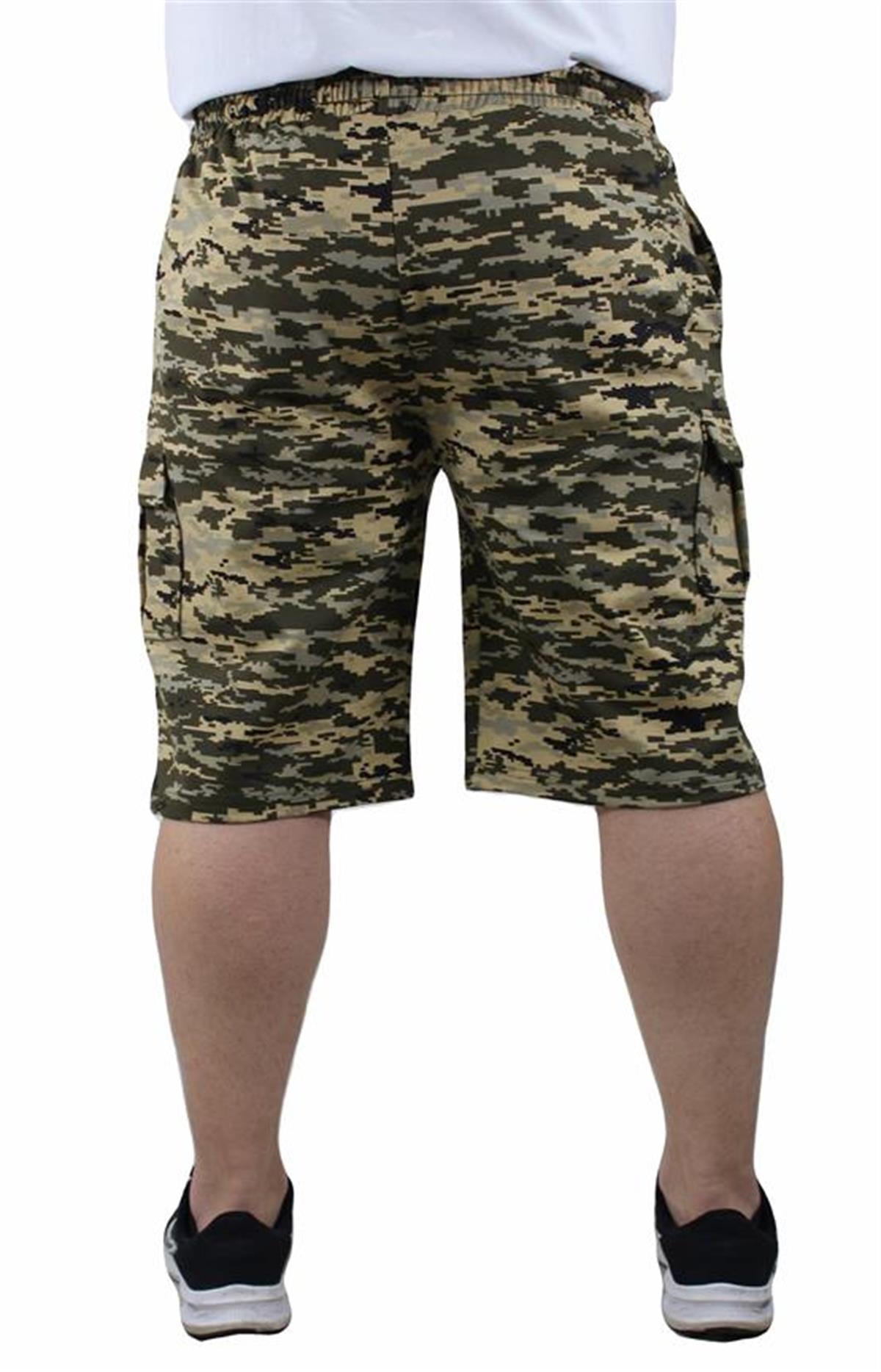 Starbattal Büyük Beden Commando Camouflage Erkek Penye Şort 23606 Askeri Yeşil