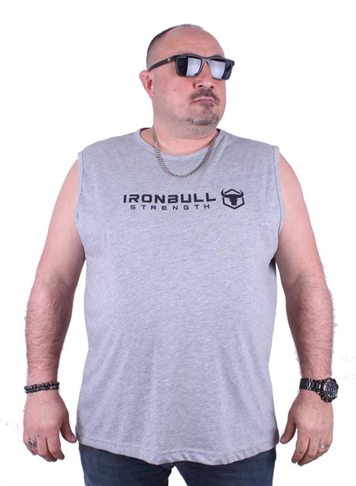 Starbattal Büyük Beden Erkek Baskılı Kolsuz Tişört Iron Bull 23144 GRI MELANJ