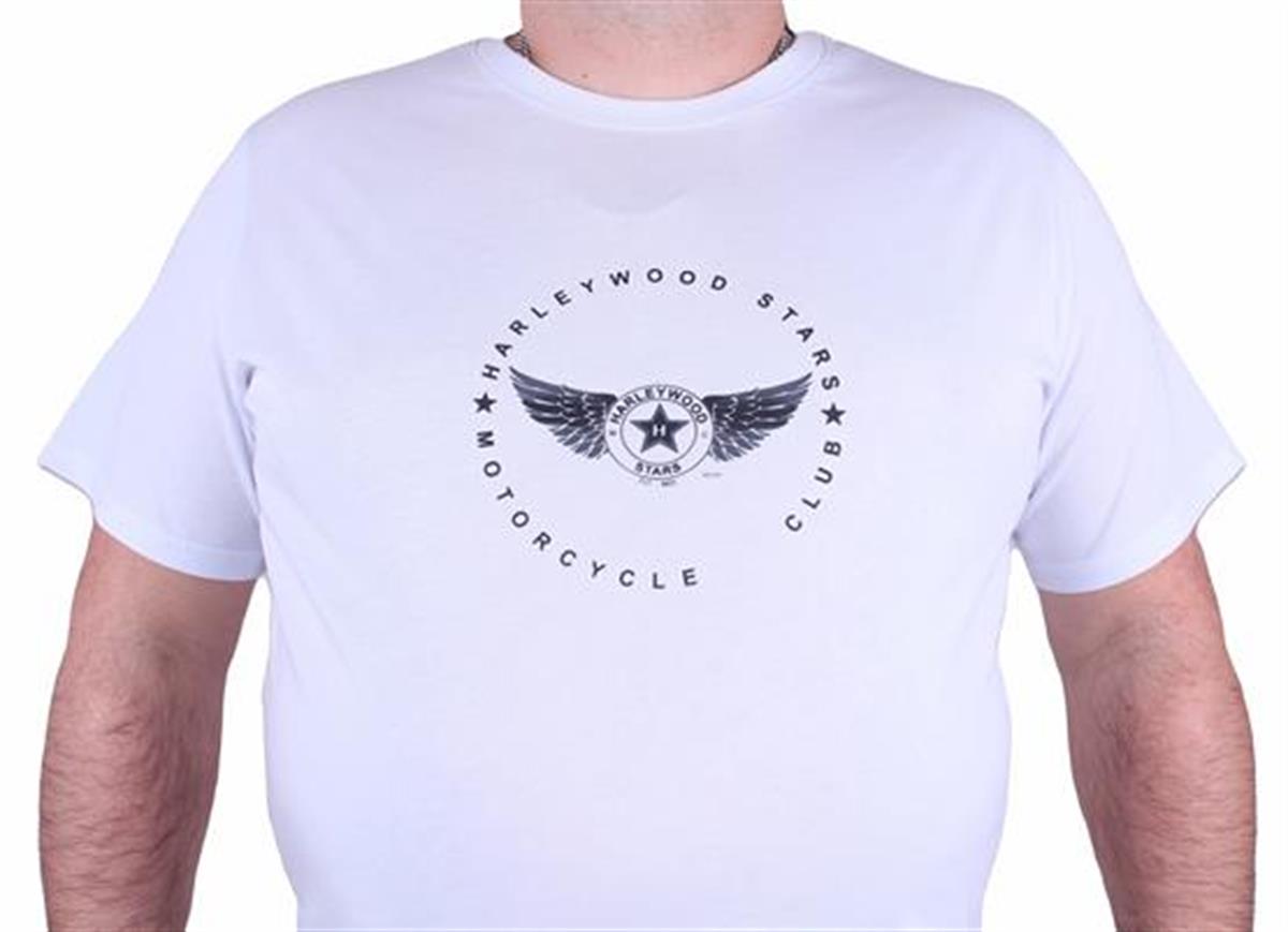 Starbattal Büyük Beden Erkek Baskılı Tişört Harley Wood 23130 BEYAZ