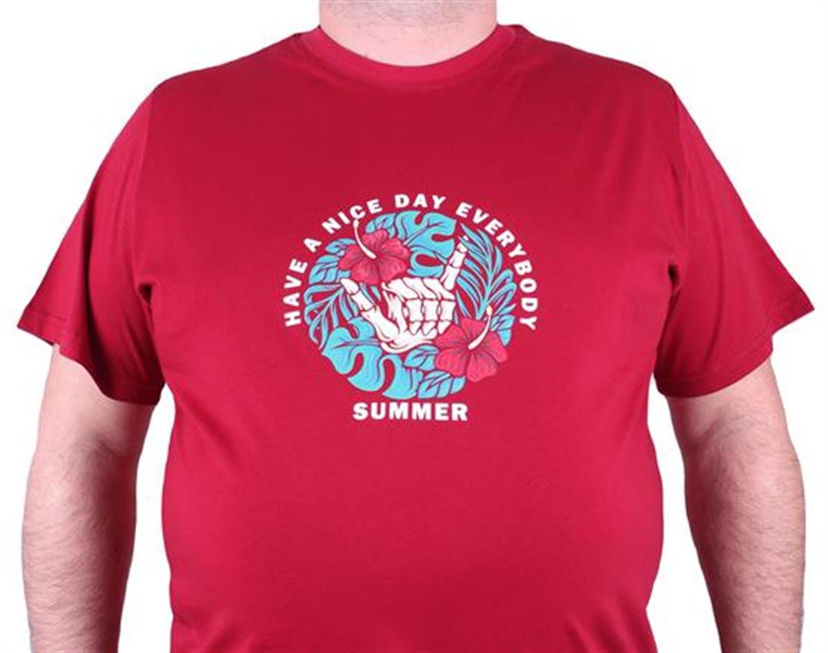 Starbattal Büyük Beden Erkek Sıfır Yaka Tişört Summer 23119 BORDO
