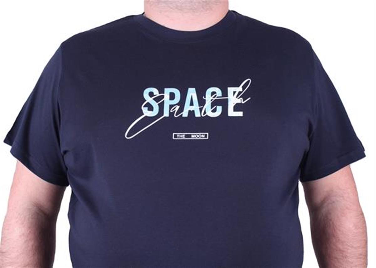 Starbattal Büyük Beden Erkek Sıfır Yaka Tişört Space 23123 LACIVERT