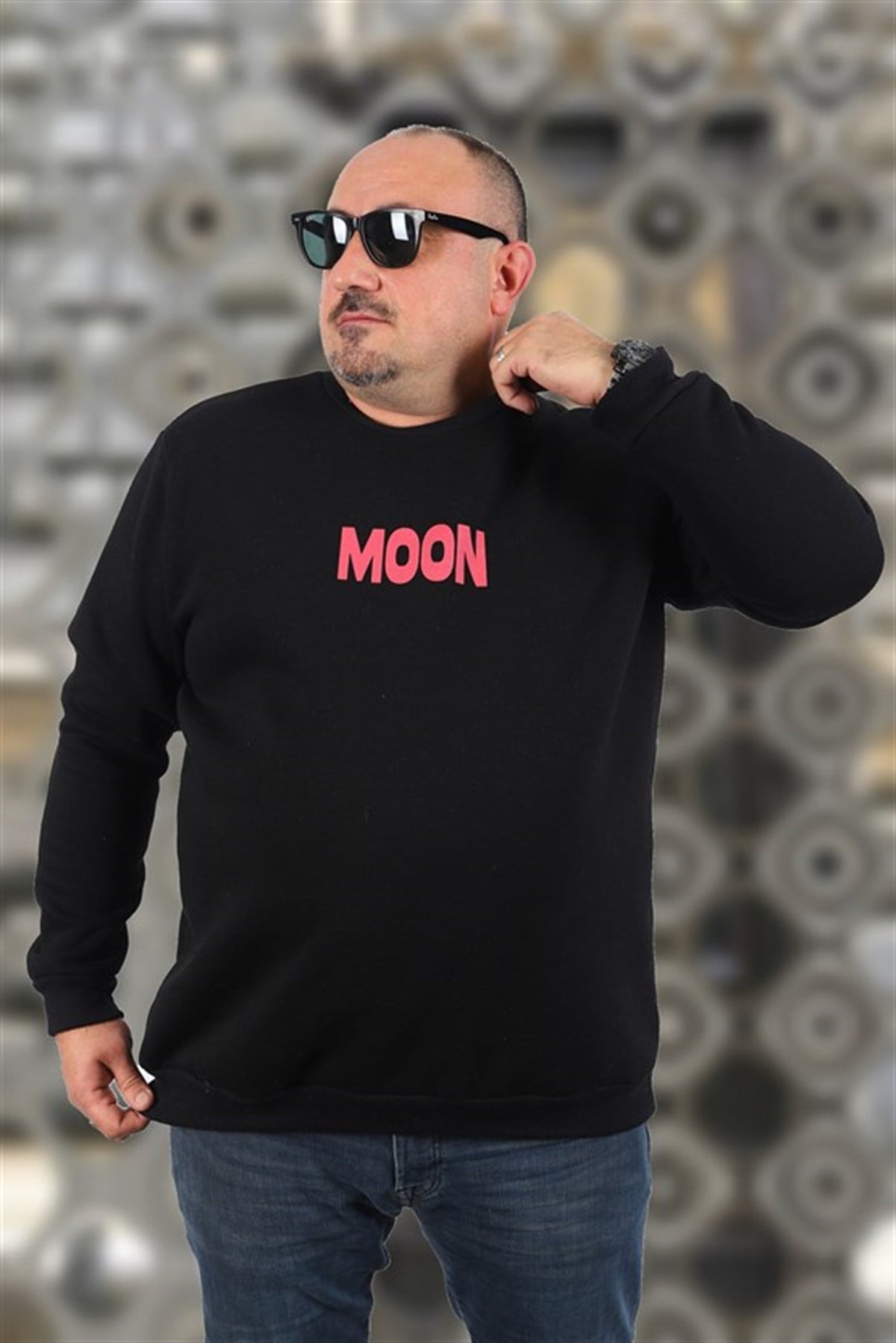 Starbattal Büyük Beden Erkek Sweat Moon 22731 SIYAH