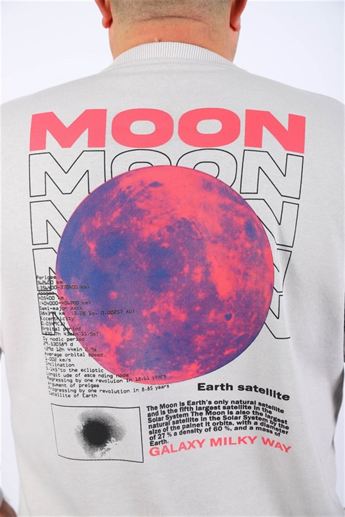 Starbattal Büyük Beden Erkek Sweat Moon 22731 Taş Gri