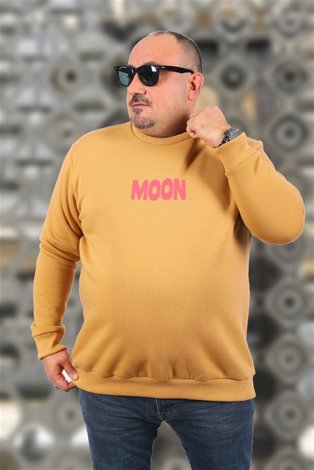Starbattal Büyük Beden Erkek Sweat Moon 22731 Vizon