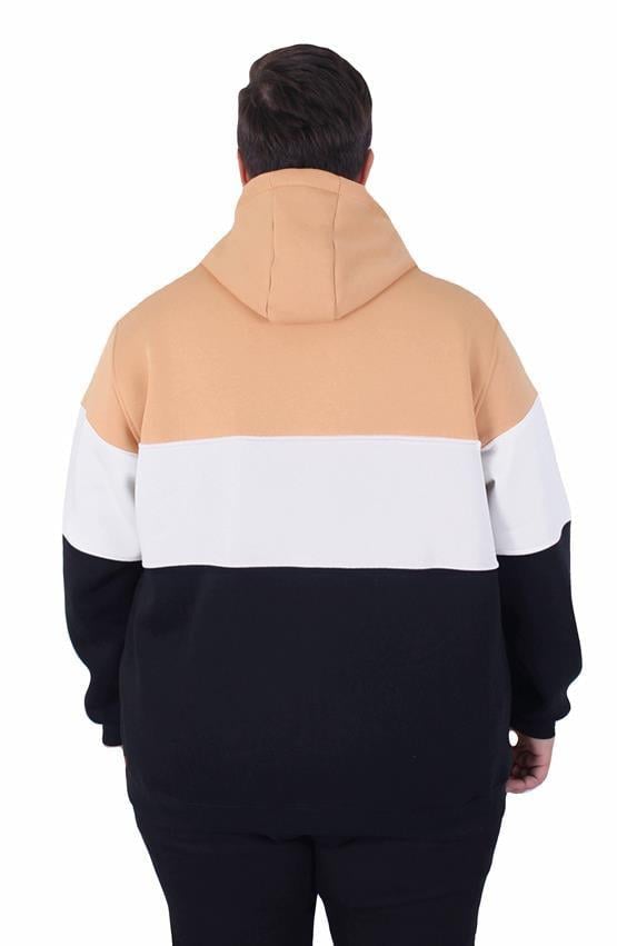 Starbattal Büyük Beden Kapüşonlu 3ip Sweat MG 25725 TABA