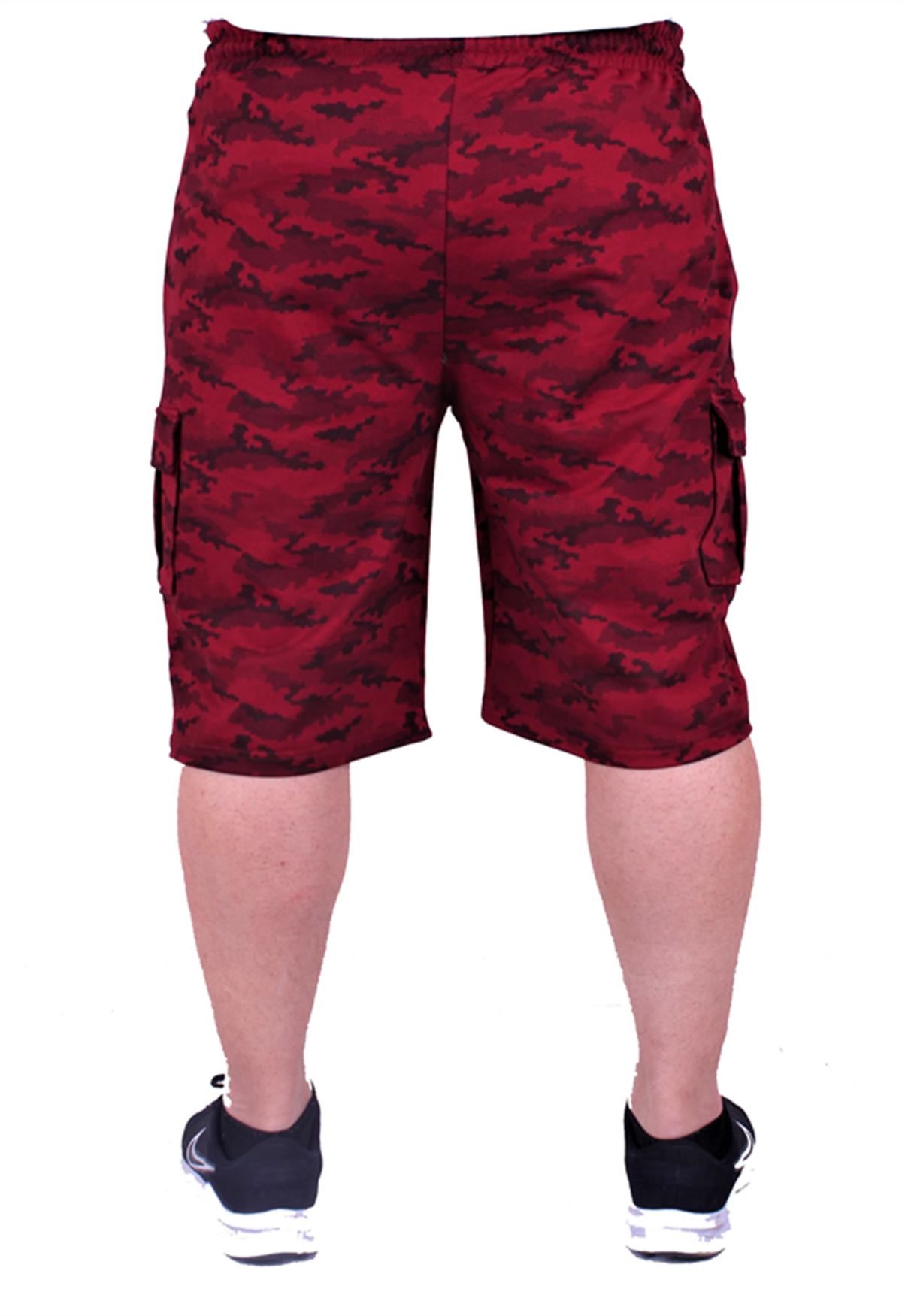 Starbattal Büyük Beden Likralı Erkek Penye Şort Honeycomb Camouflage 23612 BORDO