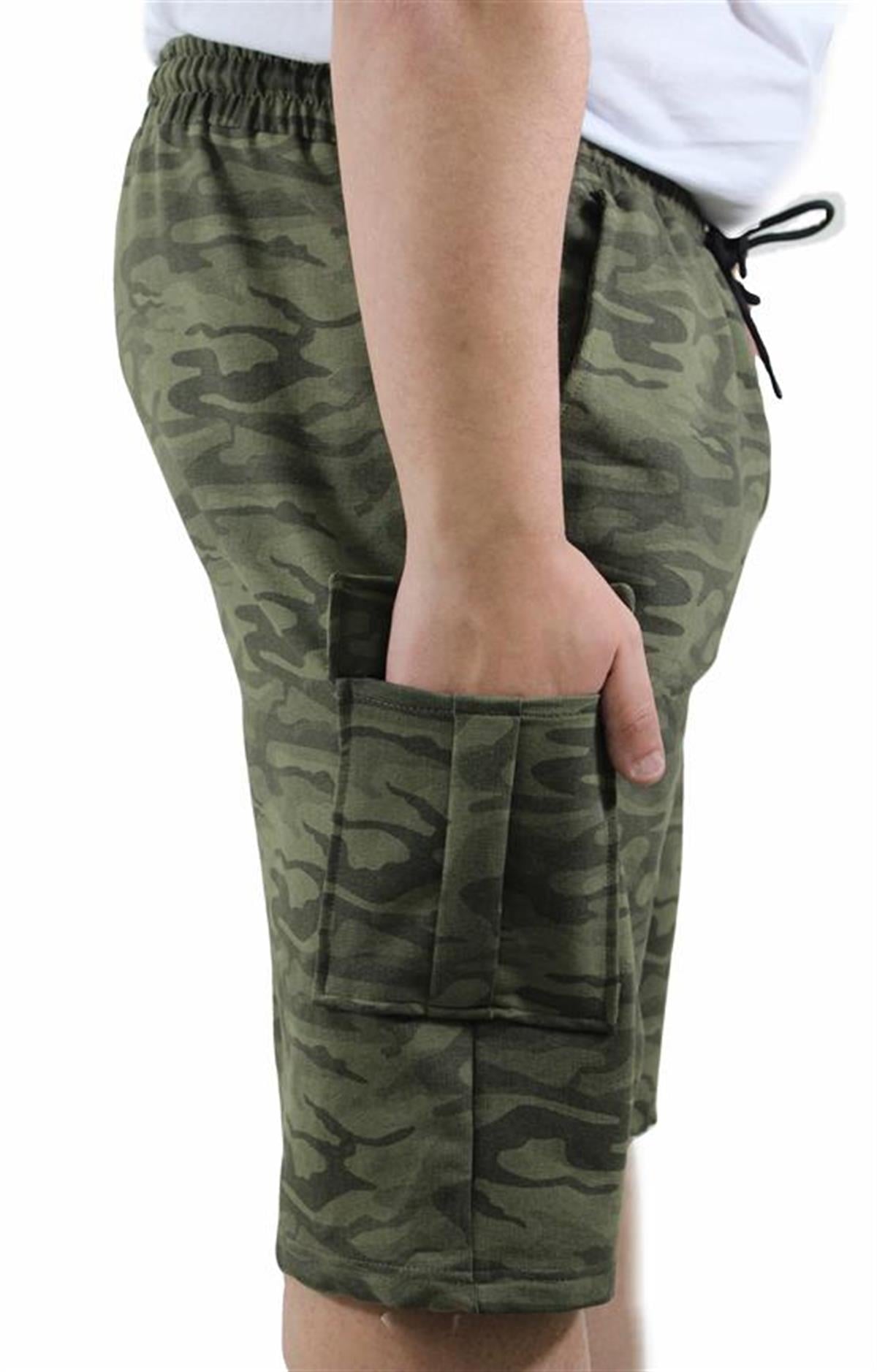 Starbattal Büyük Beden Pastel Camouflage Likralı Erkek Penye Şort 23609 HAKI