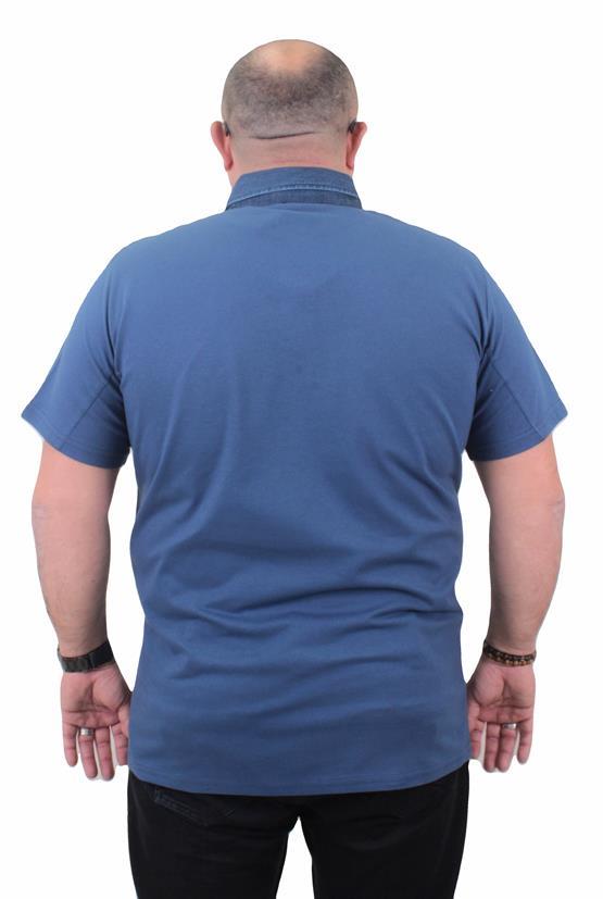 Starbattal Büyük Beden Polo Kot Yaka Tişört 23420 INDIGO