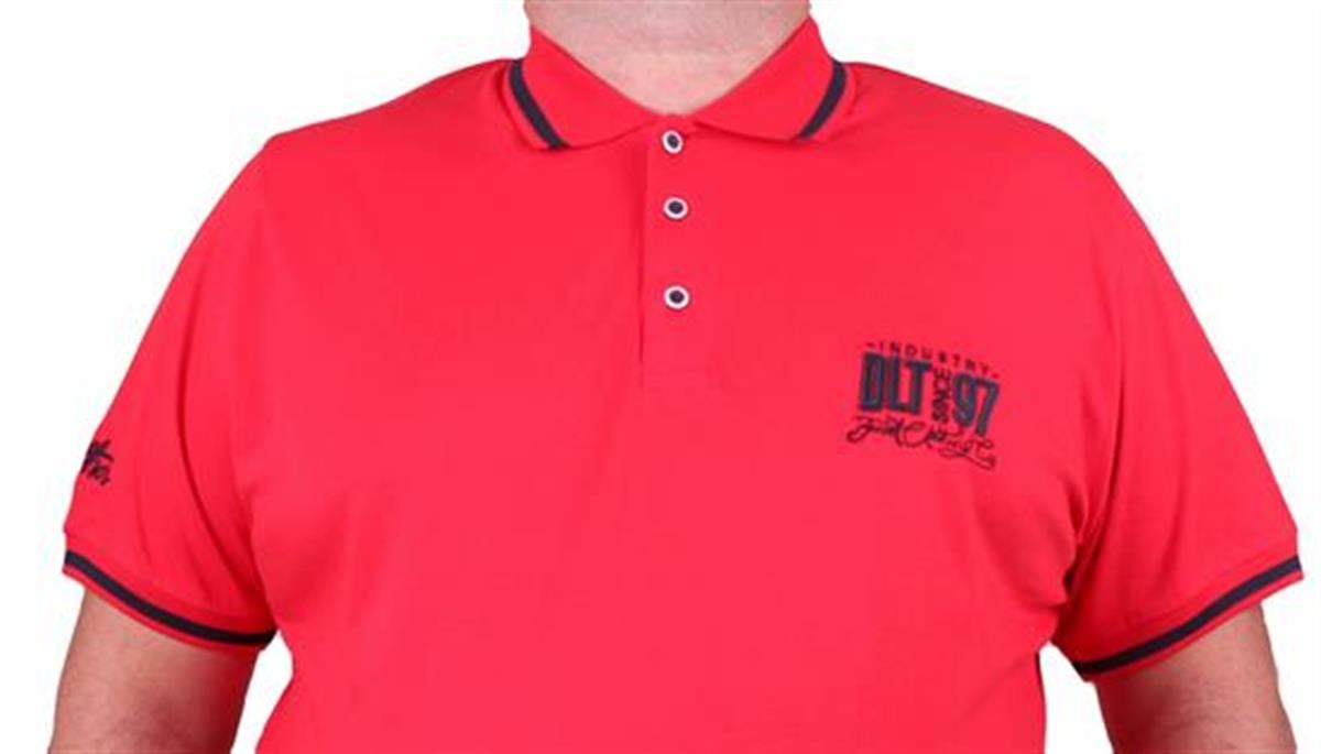 Starbattal Büyük Beden Polo Yaka Tişört Ninety Seven 23417 KIRMIZI