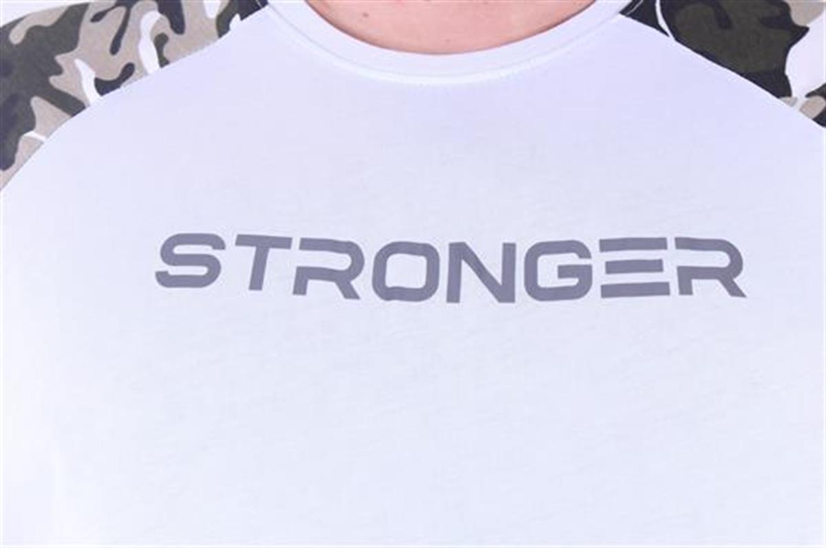 Starbattal Büyük Beden Raglan Sleeve Camouflage Erkek Tişört 23146 BEYAZ