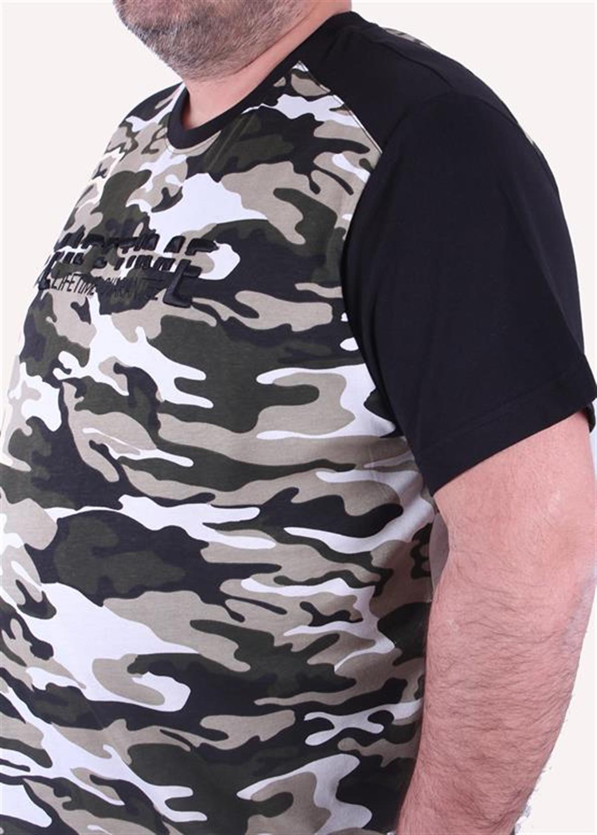 Starbattal Büyük Beden Shoulder Line Camouflage Erkek Tişört 23147 HAKI