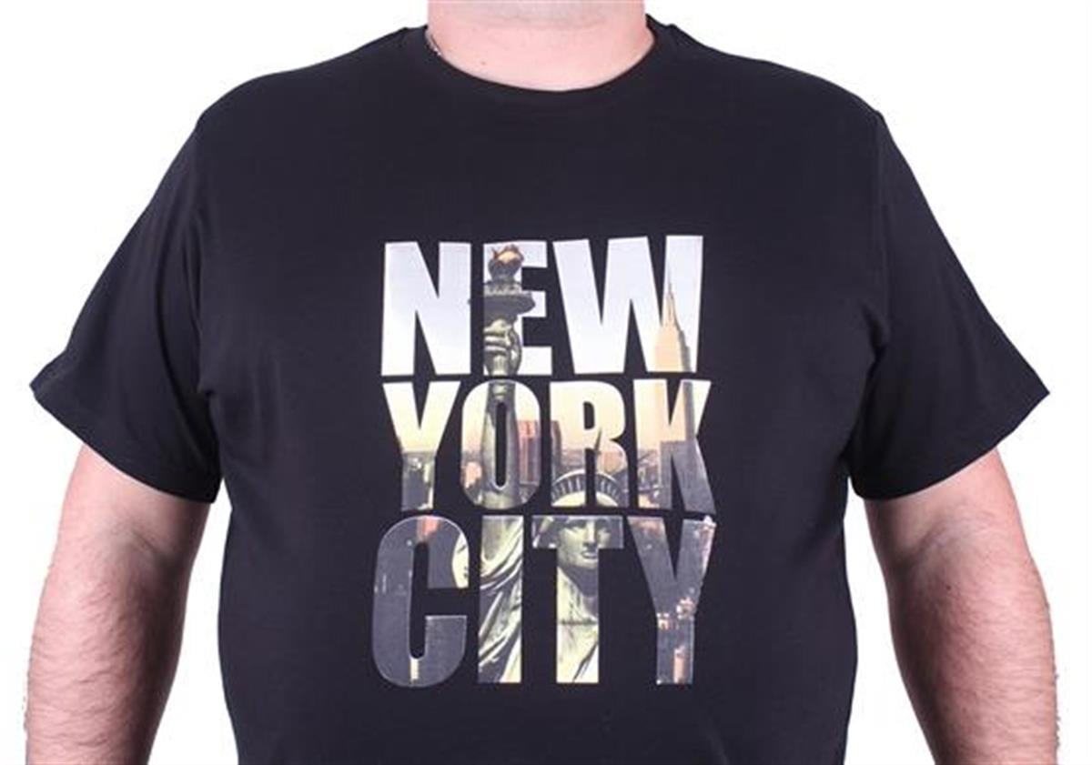 Starbattal Büyük Beden Sıfır Yaka Tişört New York City 23125 SIYAH