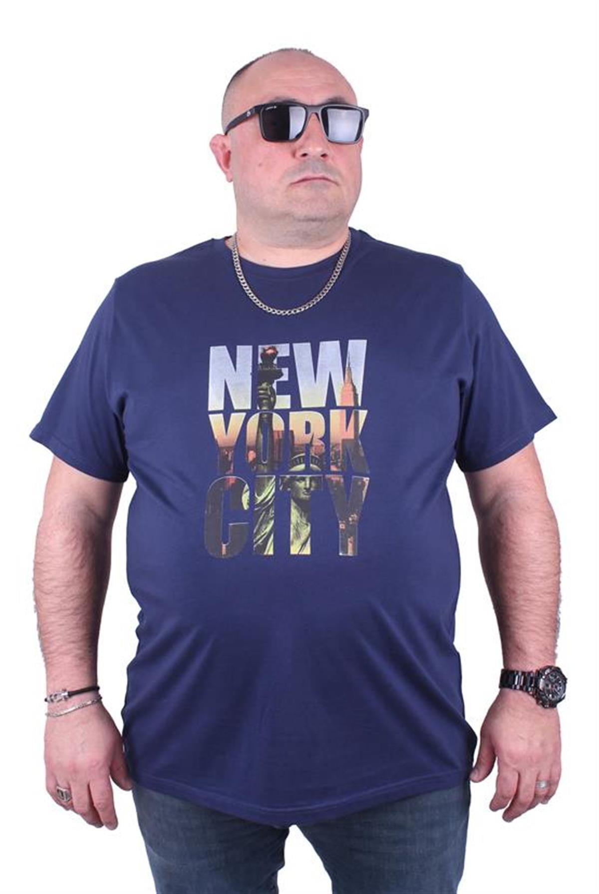 Starbattal Büyük Beden Sıfır Yaka Tişört New York City 23125 Marin