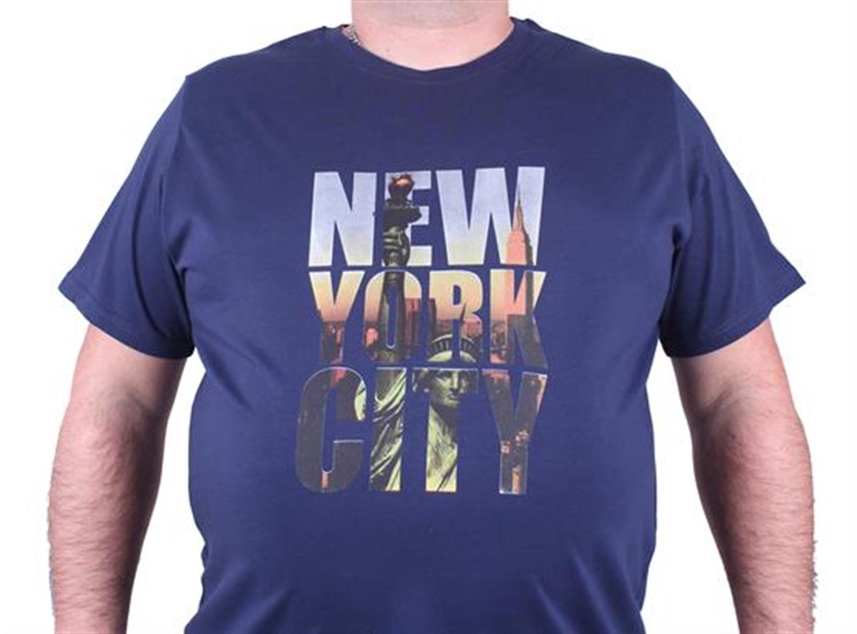 Starbattal Büyük Beden Sıfır Yaka Tişört New York City 23125 Marin