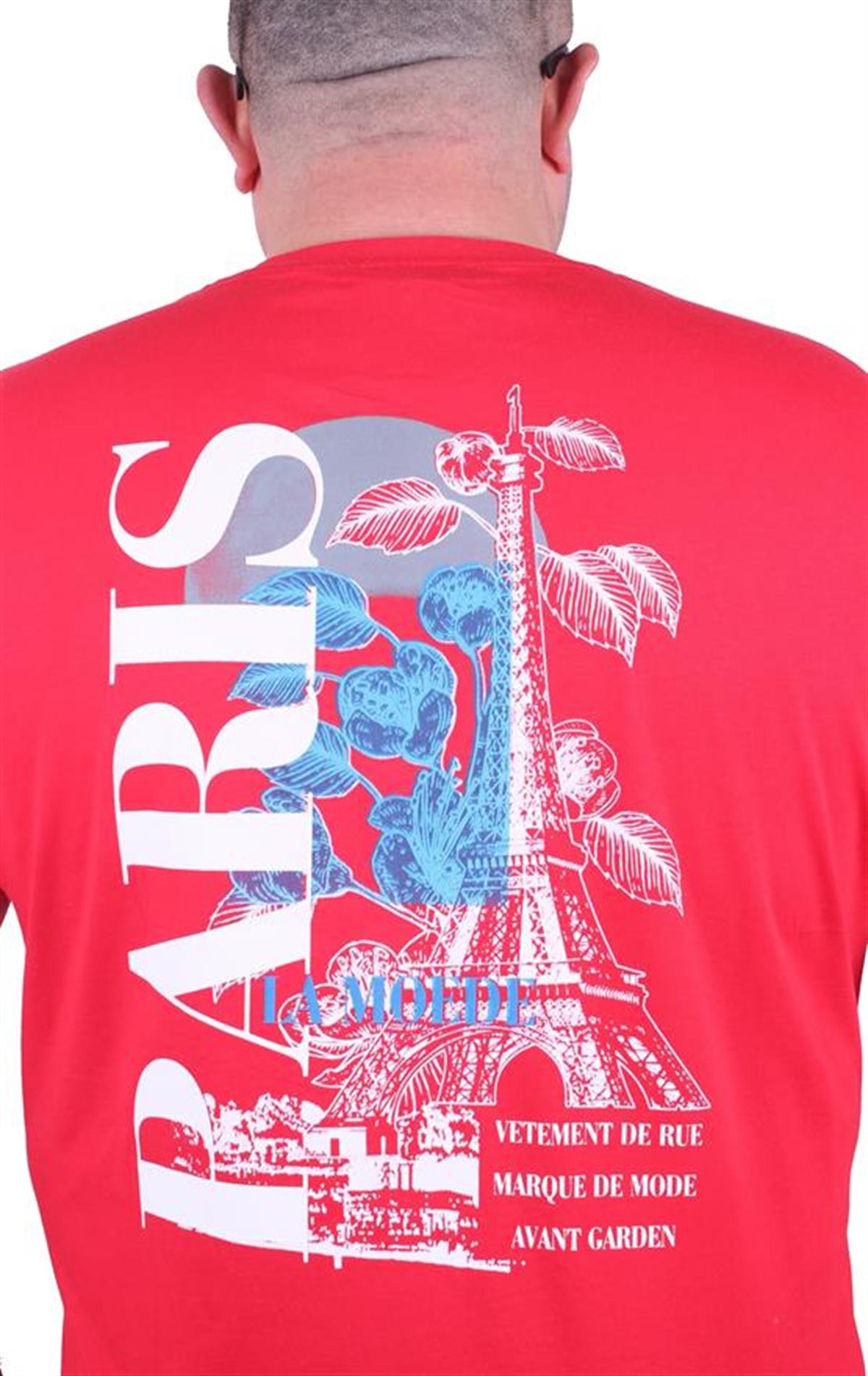 Starbattal Büyük Beden Sıfır Yaka Tişört Paris 23105 KIRMIZI