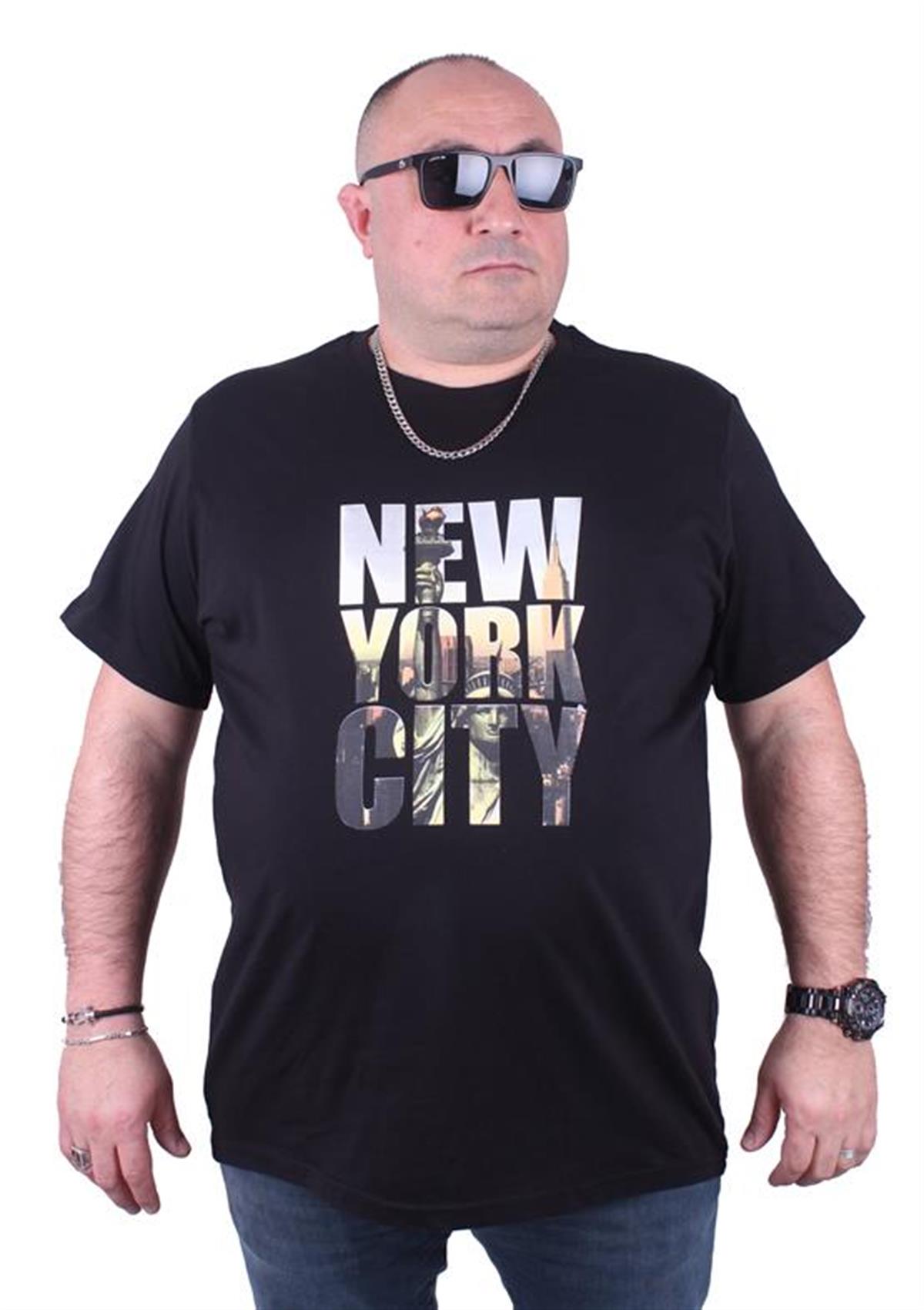 Starbattal Büyük Beden Sıfır Yaka Tişört New York City 23125 SIYAH